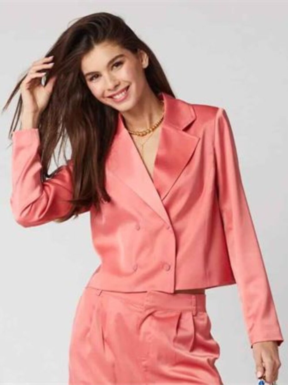 NWT Modern Identity Womens Crop Jacket, Dusty Rose (L)